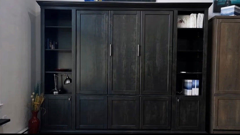 Custom Murphy bed transforming a modern room